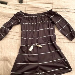 Black and White Striped Romper